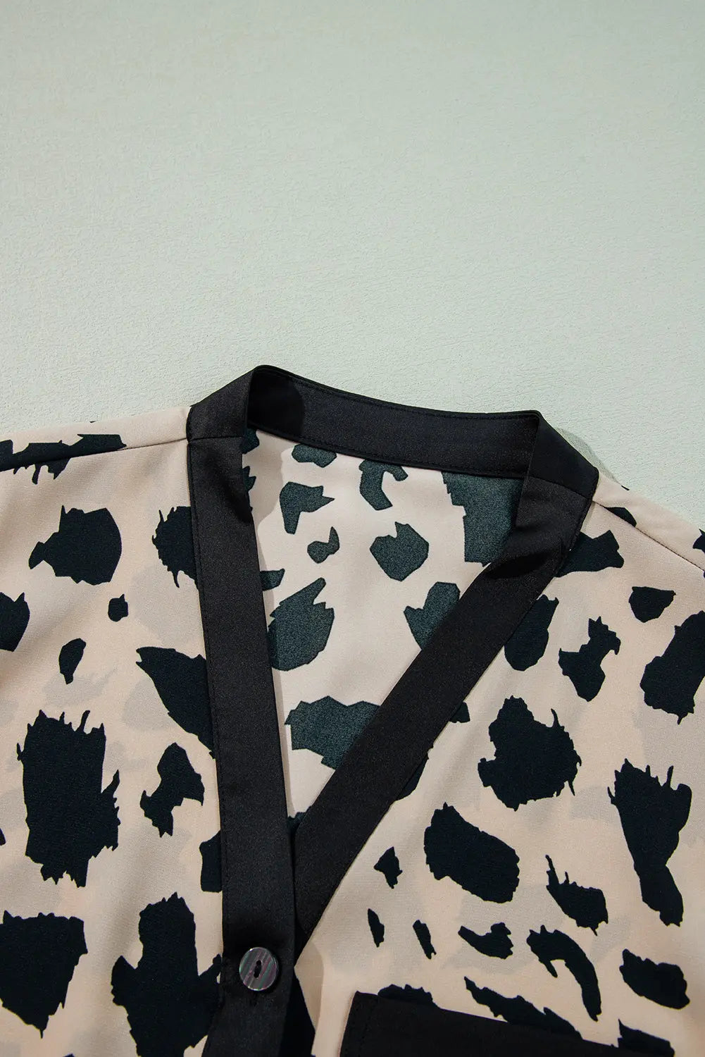 Khaki Cheetah Contrast Trim Loose Fit Two Piece Sleepwear Beagle Boutique Fashion Outlet