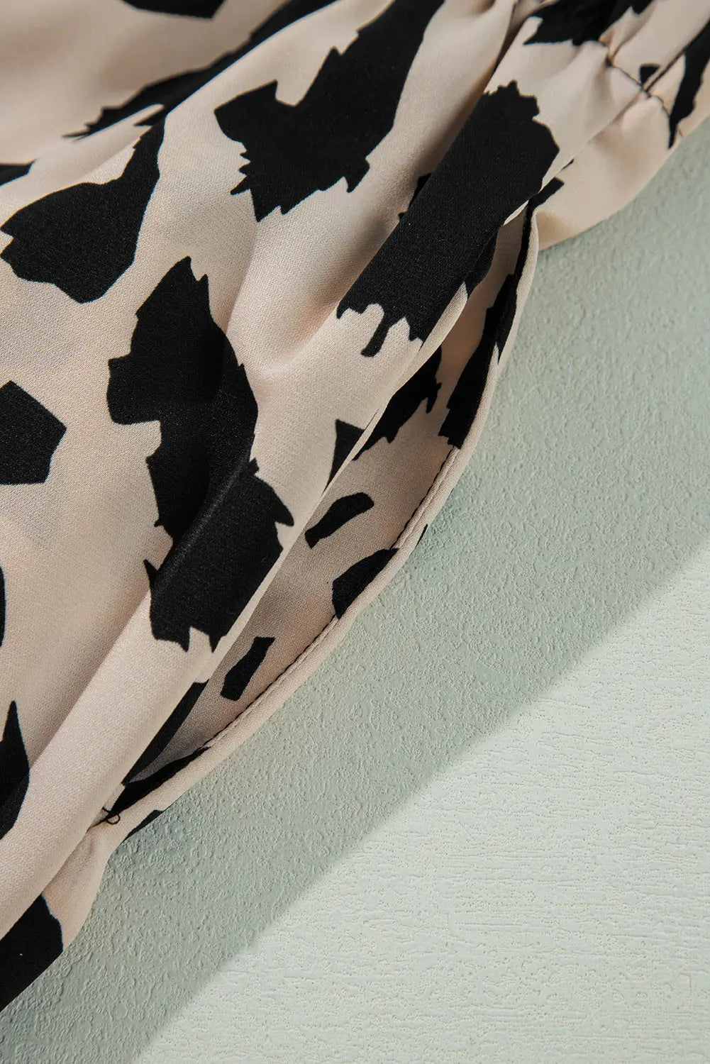 Khaki Cheetah Contrast Trim Loose Fit Two Piece Sleepwear Beagle Boutique Fashion Outlet