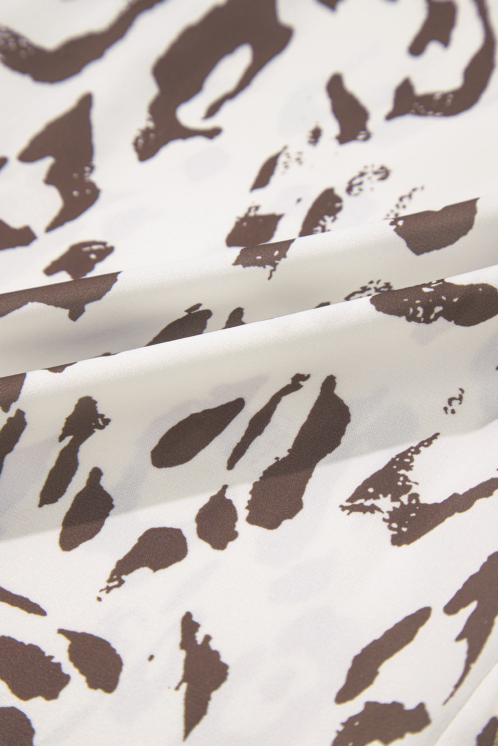 Khaki Leopard Print Split Neck Balloon Sleeve Blouse - eAura