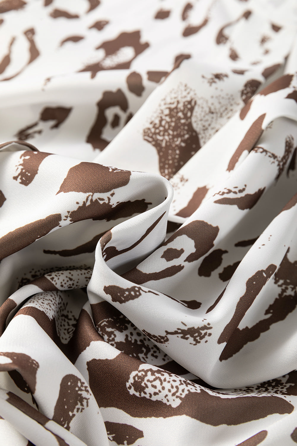 Khaki Leopard Print Split Neck Balloon Sleeve Blouse - eAura