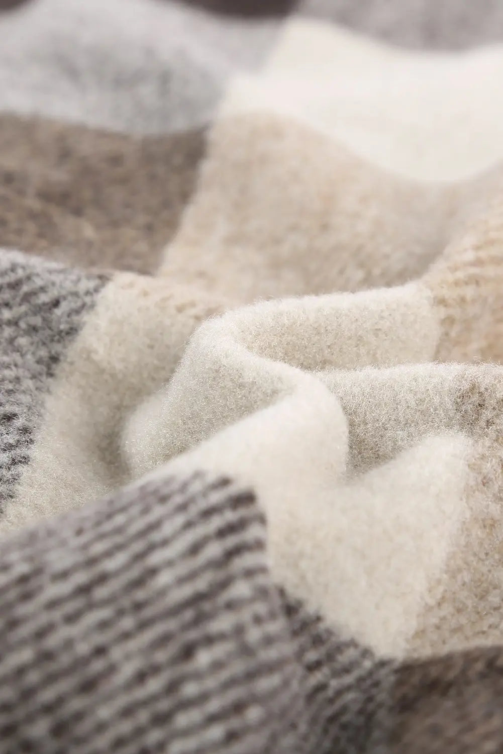 Khaki Plaid Colour Block Buttoned Long Sleeve Jacket with Pocket eAura