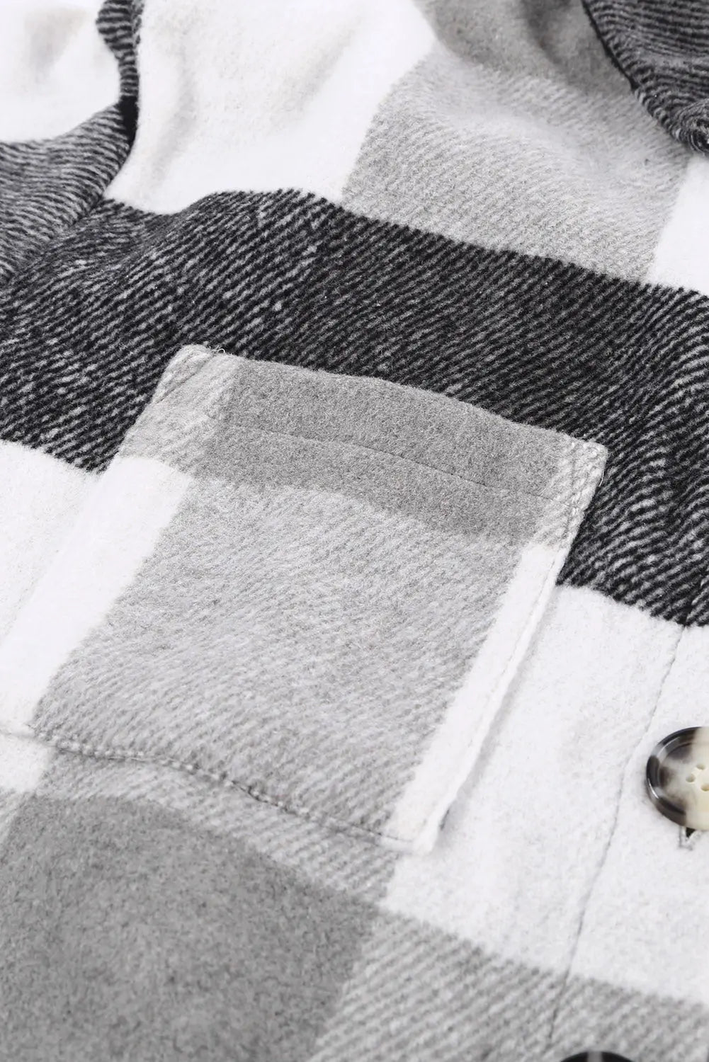 Khaki Plaid Colour Block Buttoned Long Sleeve Jacket with Pocket eAura