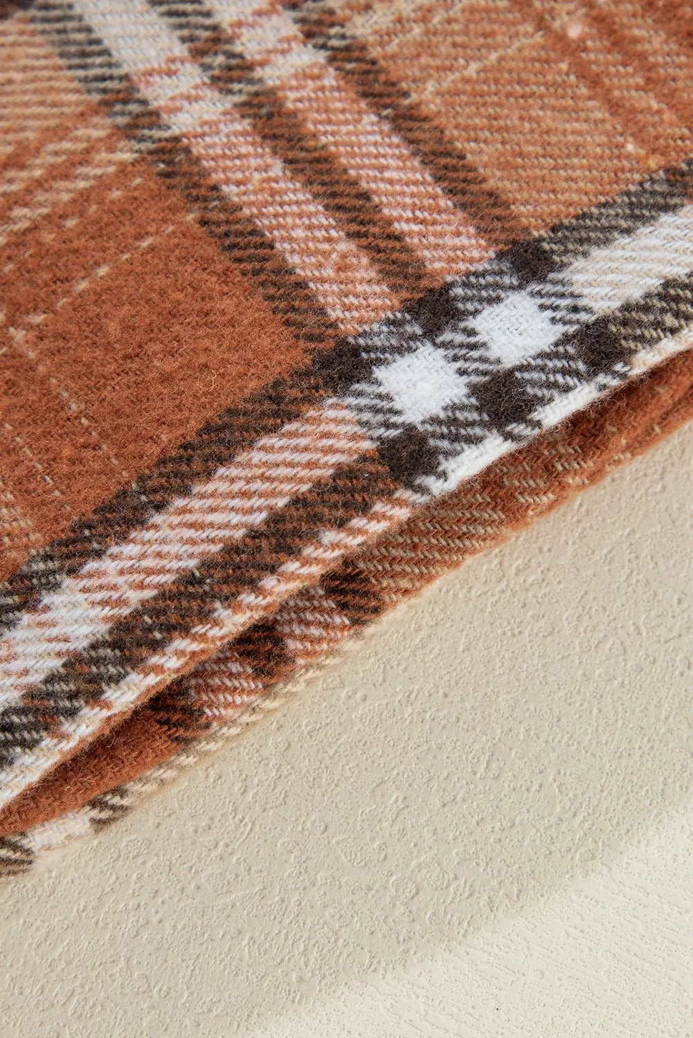 Khaki Plaid Colourblock Patchwork High Low Shacket eAura