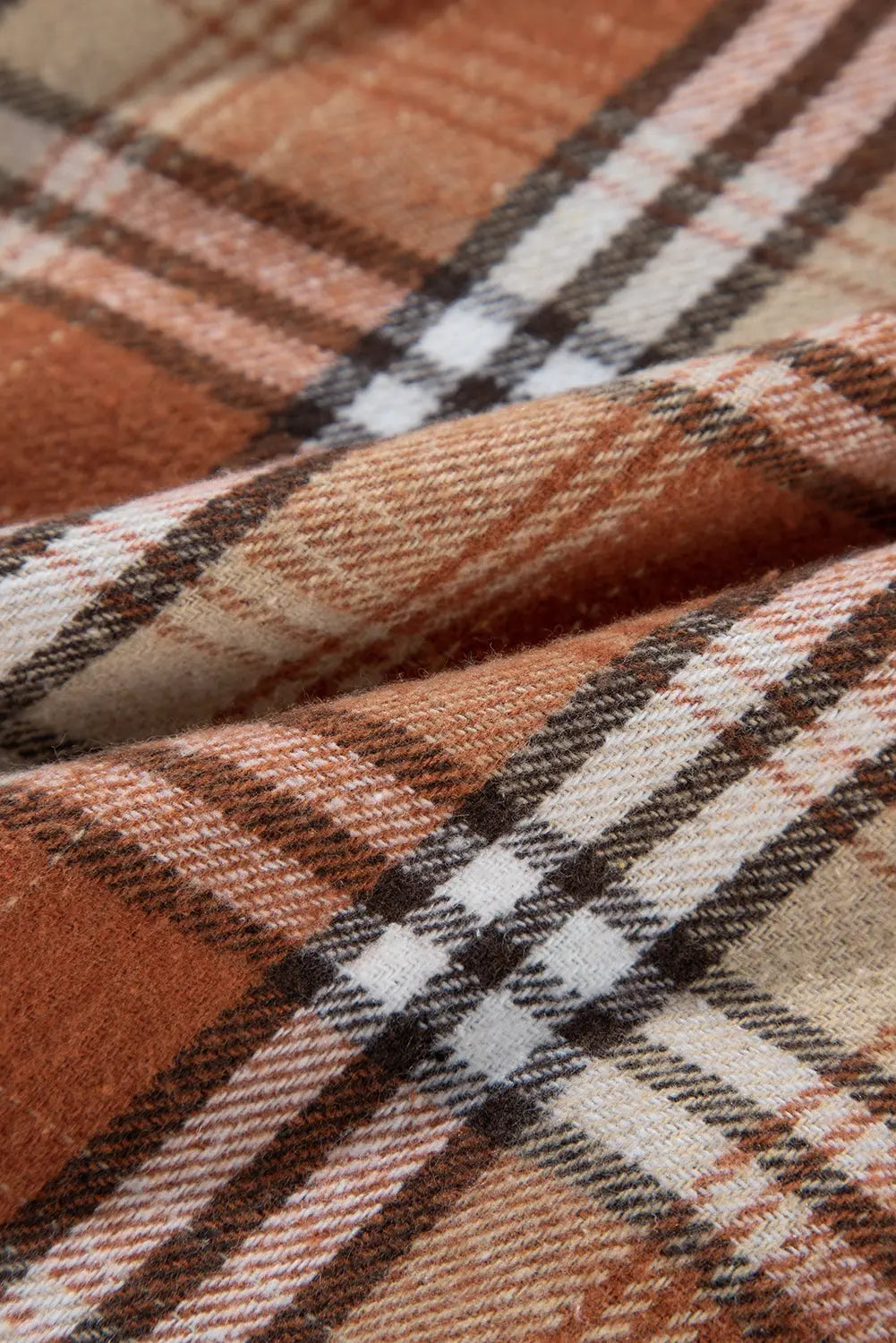 Khaki Plaid Colourblock Patchwork High Low Shacket eAura