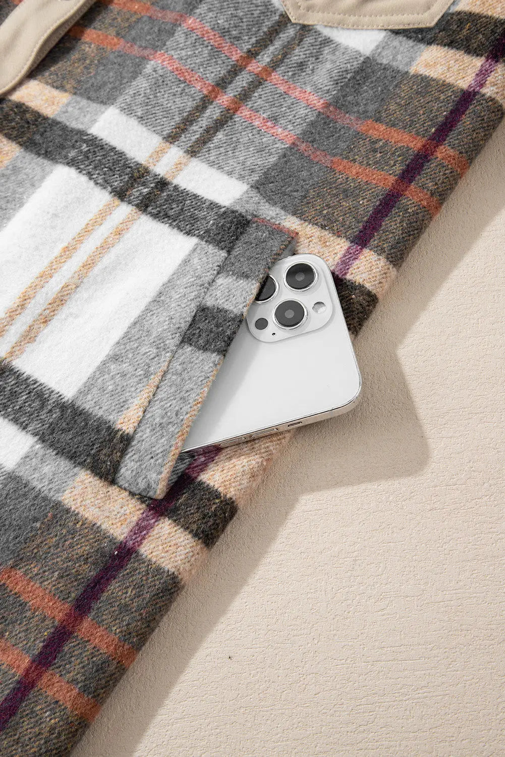 Khaki Plaid Patchwork Long Sleeve Shirt Mini Dress - eAura