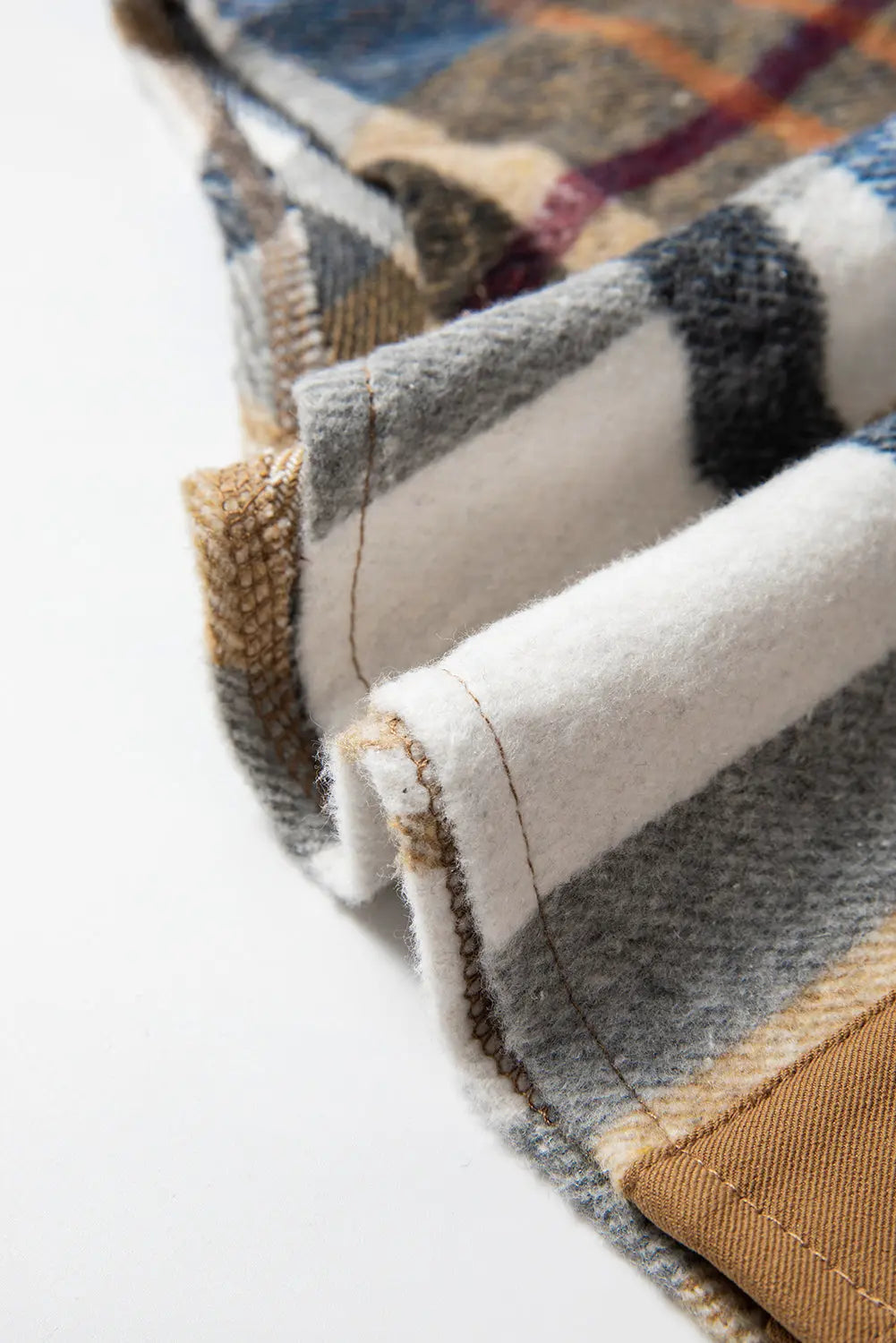 Khaki Plaid Patchwork Long Sleeve Shirt Mini Dress - eAura