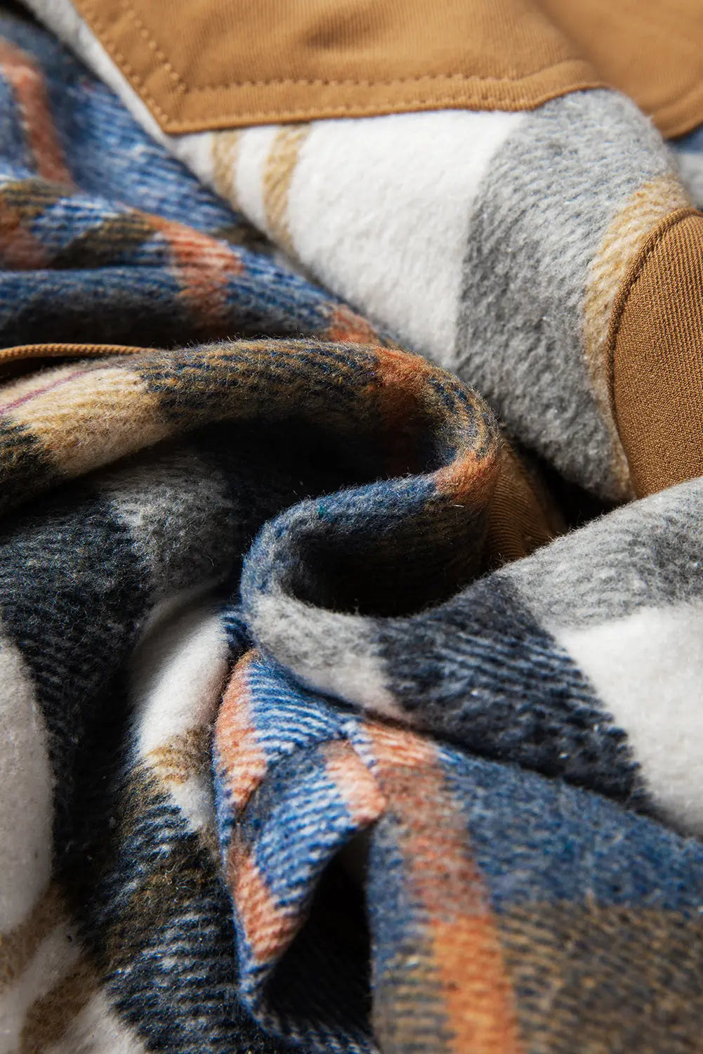 Khaki Plaid Patchwork Long Sleeve Shirt Mini Dress - eAura