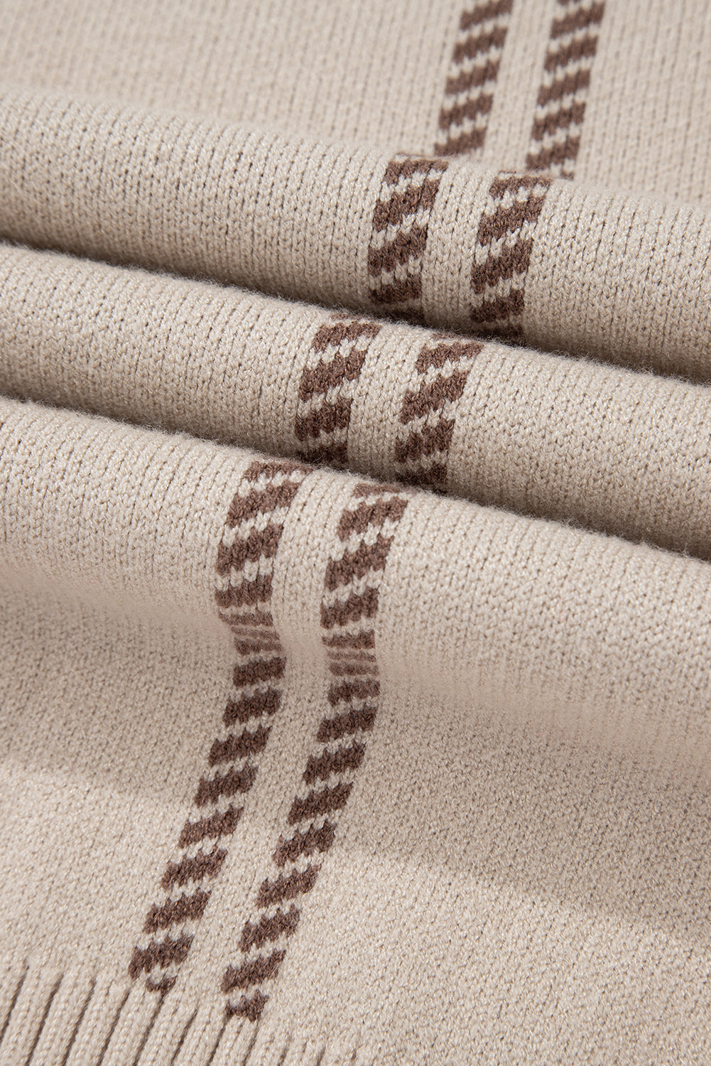 Khaki Plaid Pattern Knitted Drop Shoulder Sweater - Sweaters & Cardigans/Sweaters