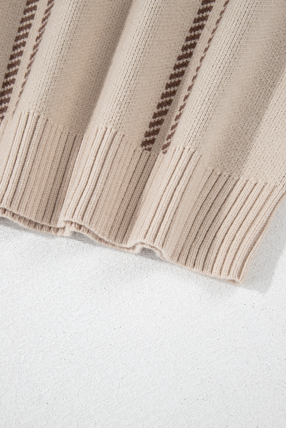 Khaki Plaid Pattern Knitted Drop Shoulder Sweater - Sweaters & Cardigans/Sweaters