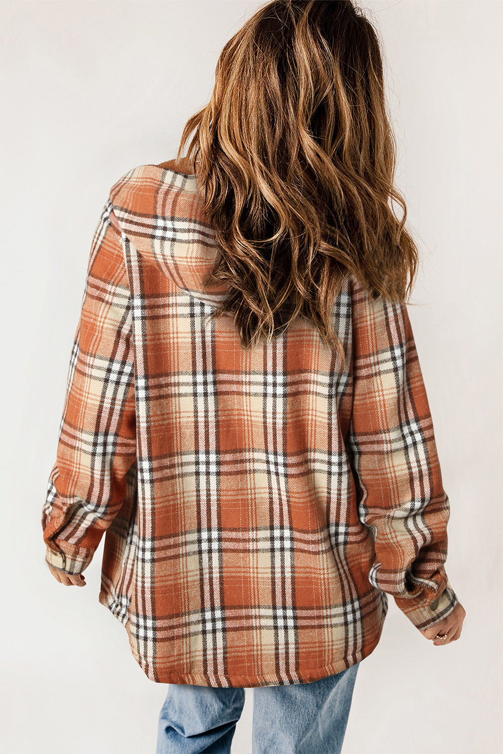 Khaki Plaid Pattern Sherpa Lined Hooded Shacket - Outerwear/Plaid Shackets