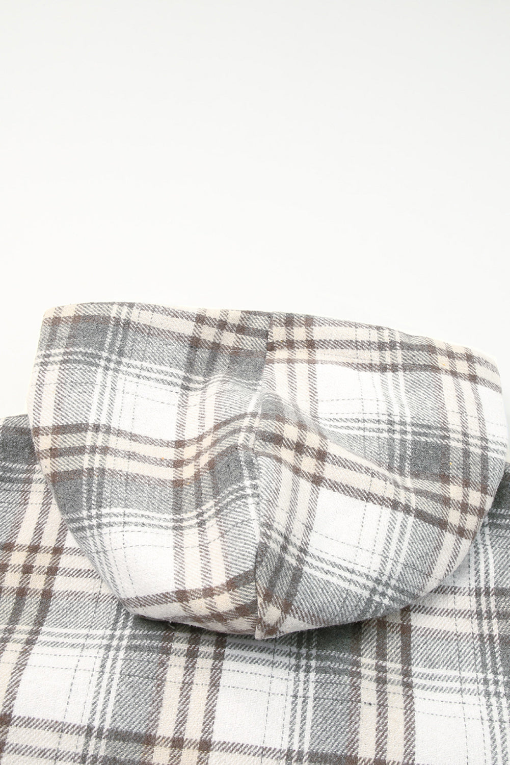Khaki Plaid Pattern Sherpa Lined Hooded Shacket - Outerwear/Plaid Shackets