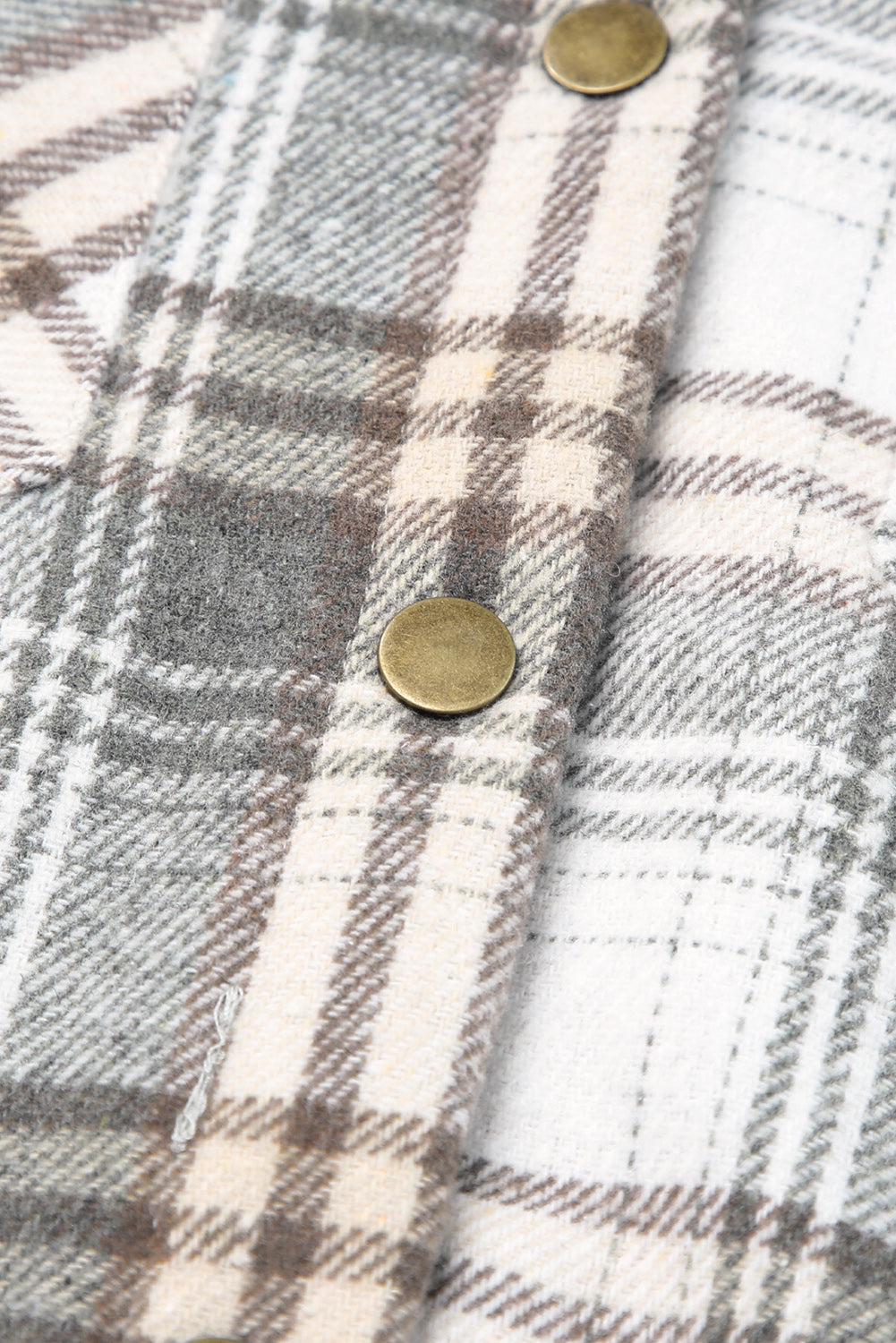 Khaki Plaid Pattern Sherpa Lined Hooded Shacket - Outerwear/Plaid Shackets