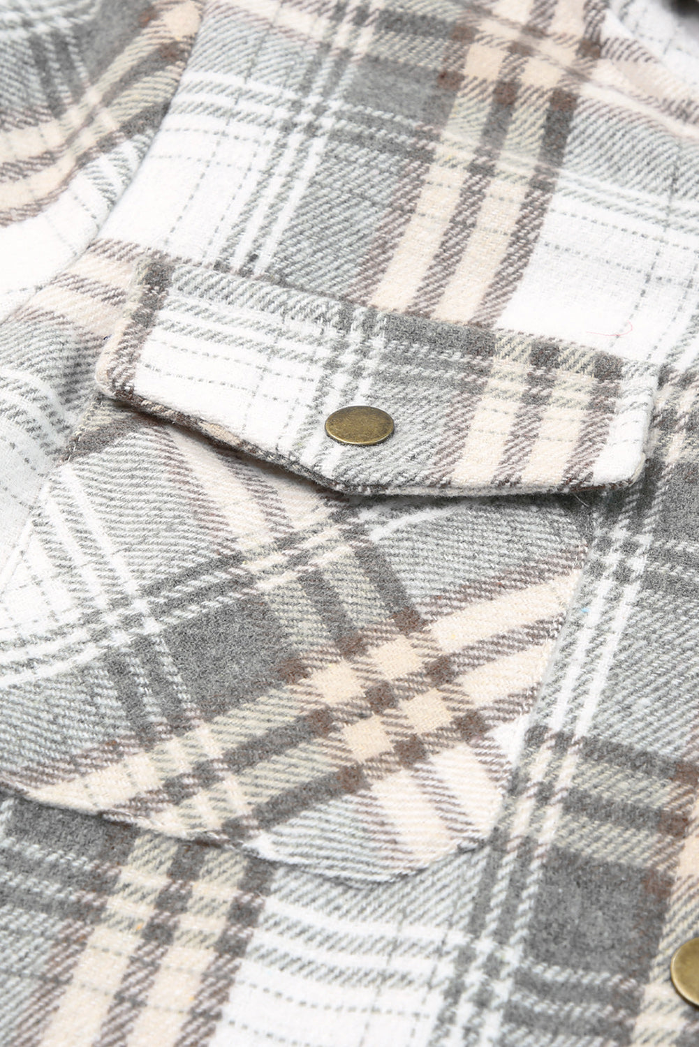 Khaki Plaid Pattern Sherpa Lined Hooded Shacket - Outerwear/Plaid Shackets