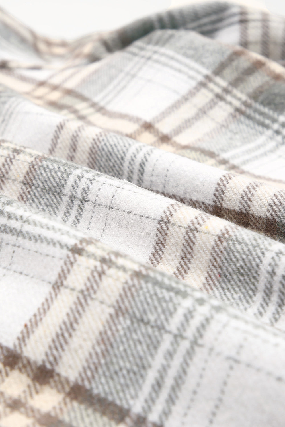 Khaki Plaid Pattern Sherpa Lined Hooded Shacket - Outerwear/Plaid Shackets