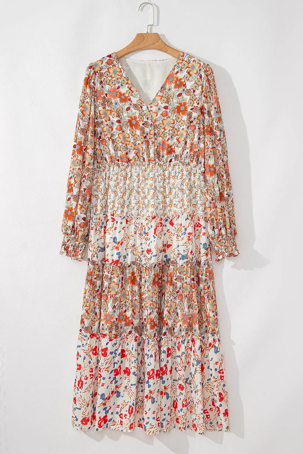 Khaki Plus Size Floral Tiered Ruffle Maxi Dress Beagle Boutique Fashion Outlet