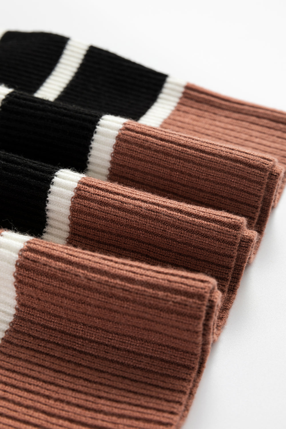 Khaki Stripe Colour Block Quarter Zip Collar Short Sleeve Sweater Dress - eAura