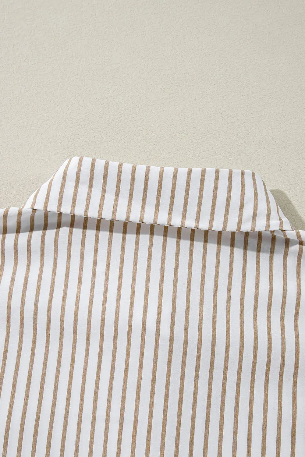 Khaki Stripe Long Sleeve Button Up Mini Shirt Dress - BB Fashion Outlet