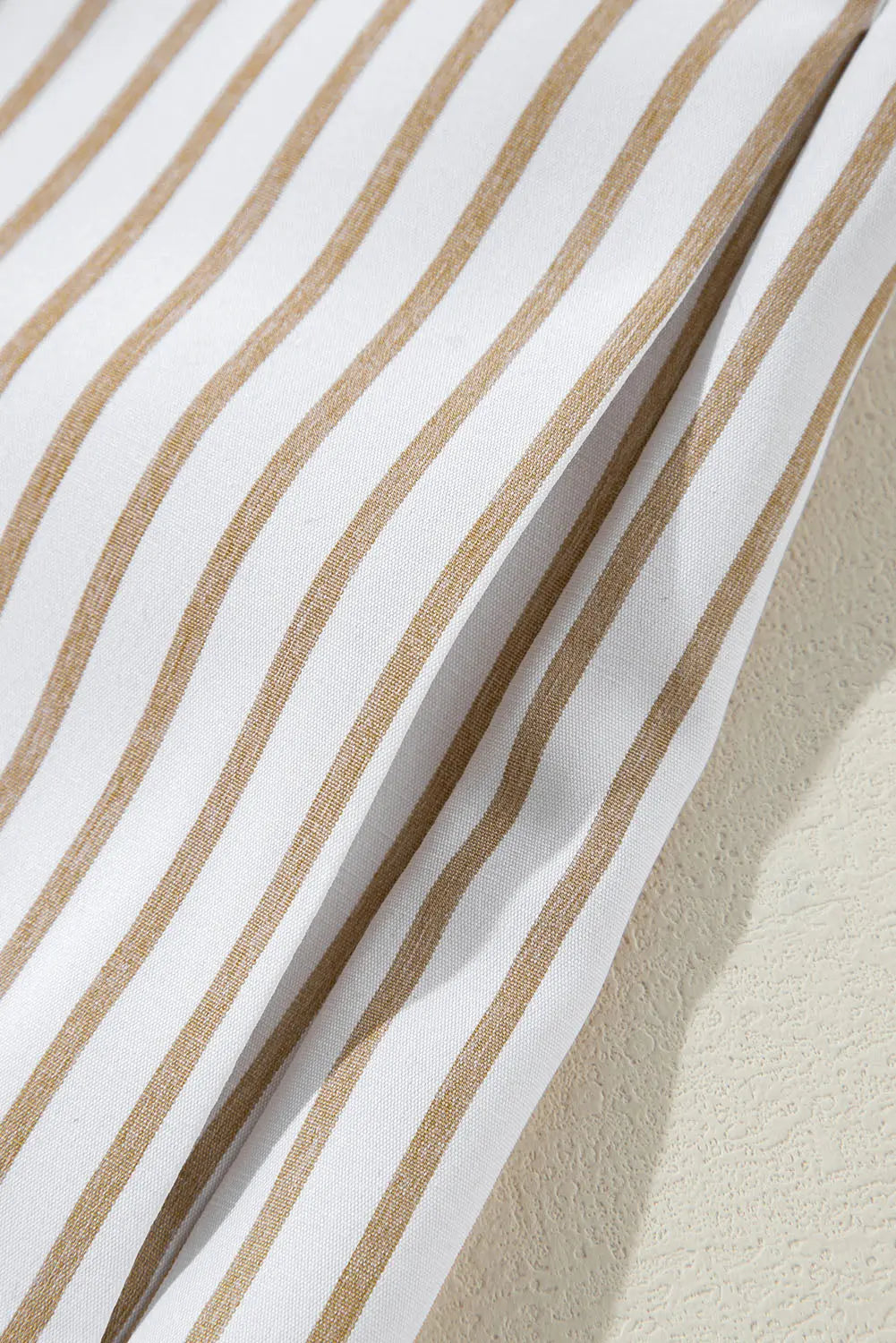 Khaki Stripe Long Sleeve Button Up Mini Shirt Dress - BB Fashion Outlet