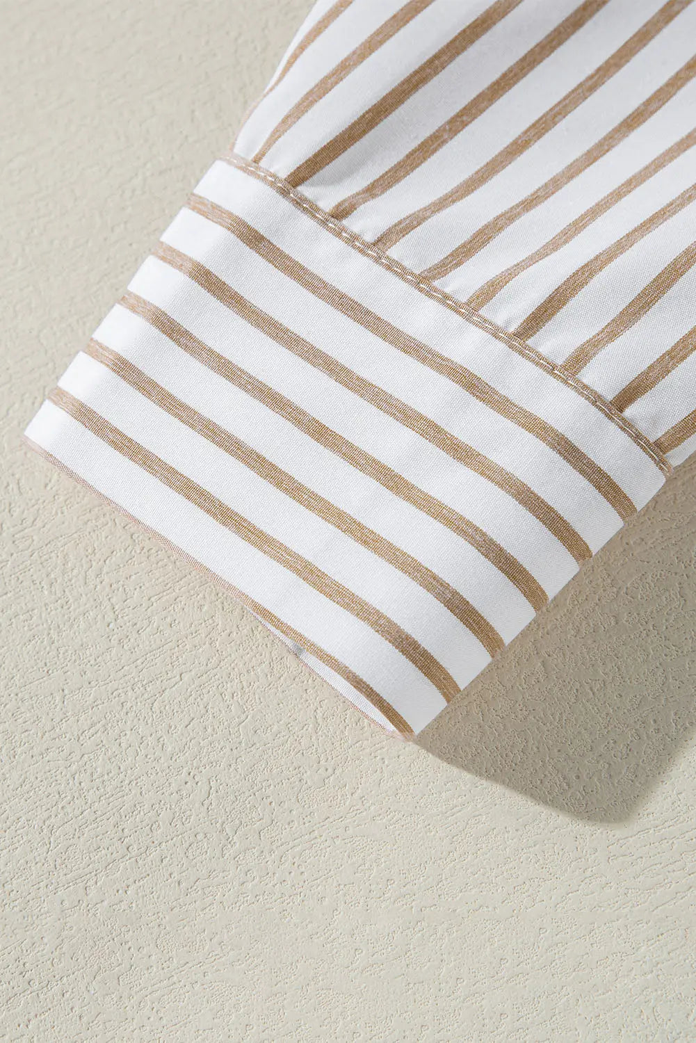 Khaki Stripe Long Sleeve Button Up Mini Shirt Dress - BB Fashion Outlet
