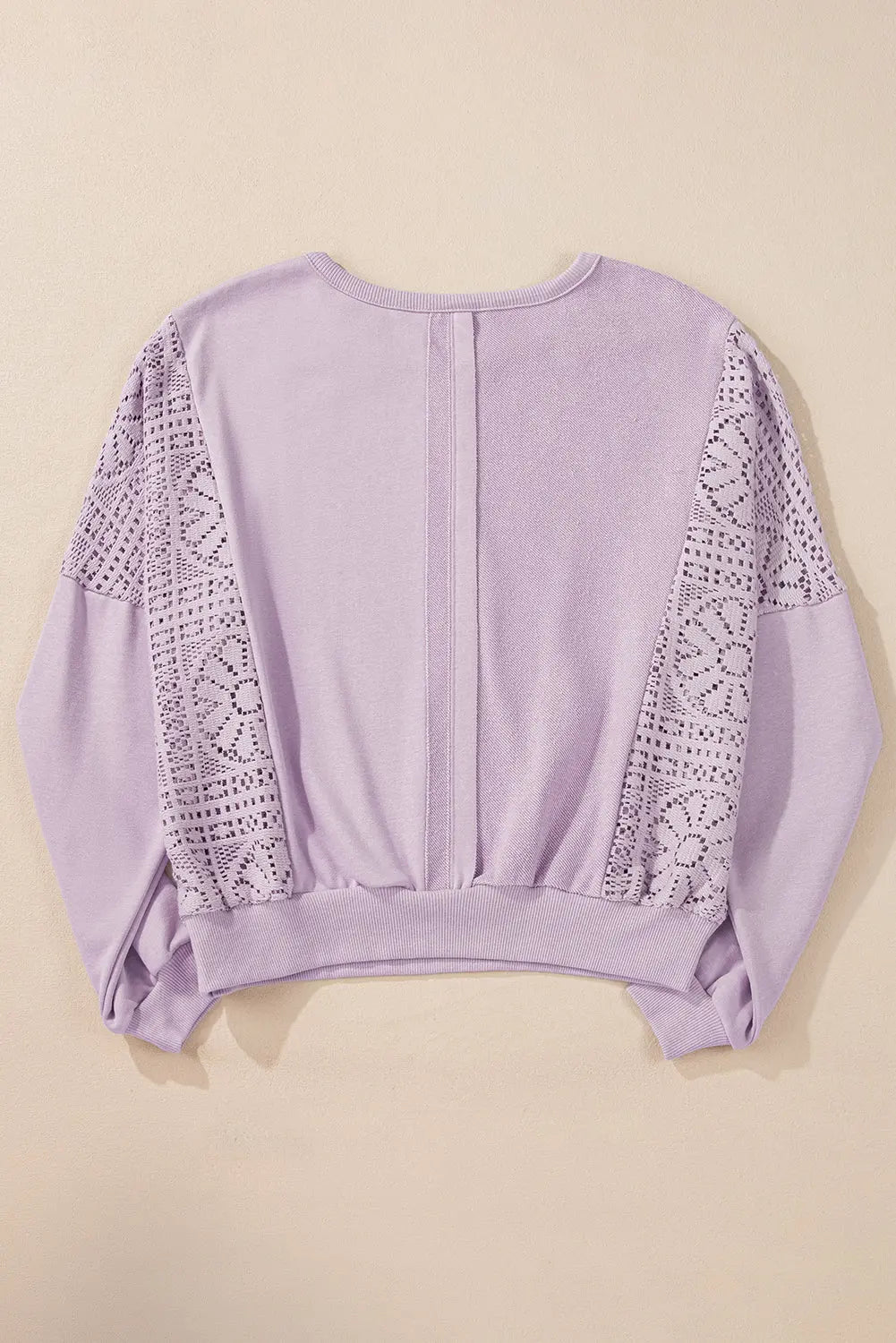 Knit Crochet Exposed Seam Ribbed Trim Sweatshirt - eAura