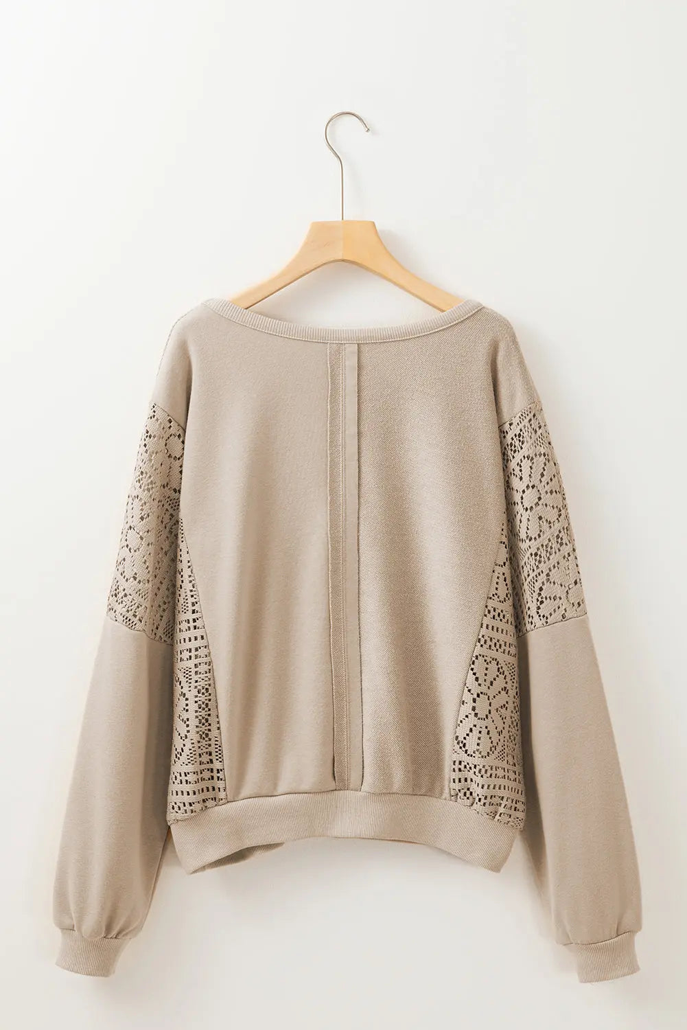 Knit Crochet Exposed Seam Ribbed Trim Sweatshirt - eAura