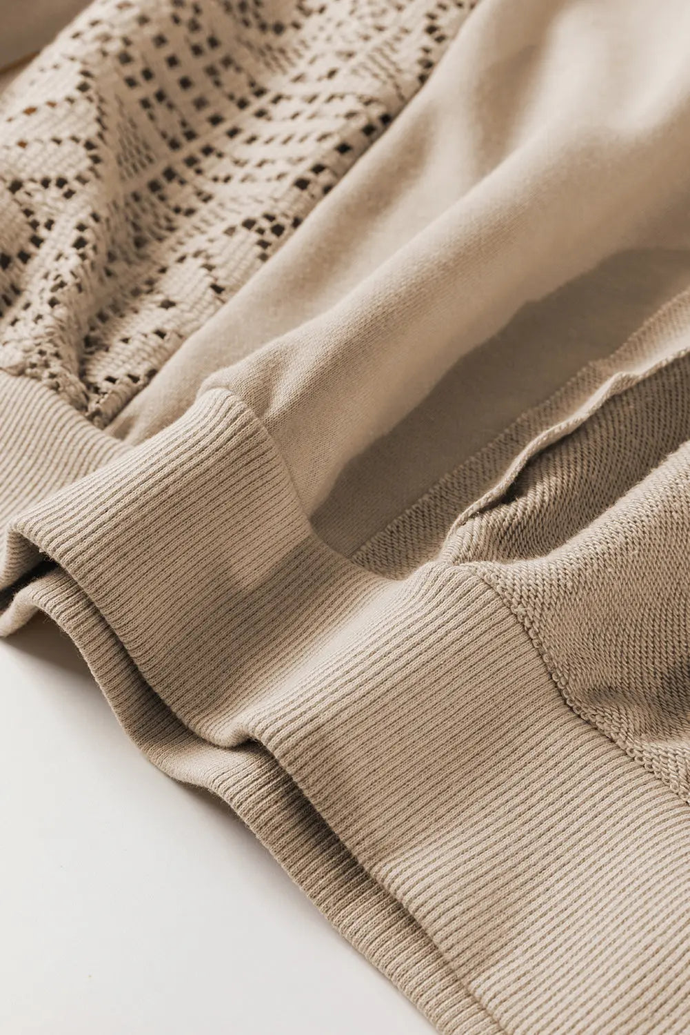 Knit Crochet Exposed Seam Ribbed Trim Sweatshirt - eAura