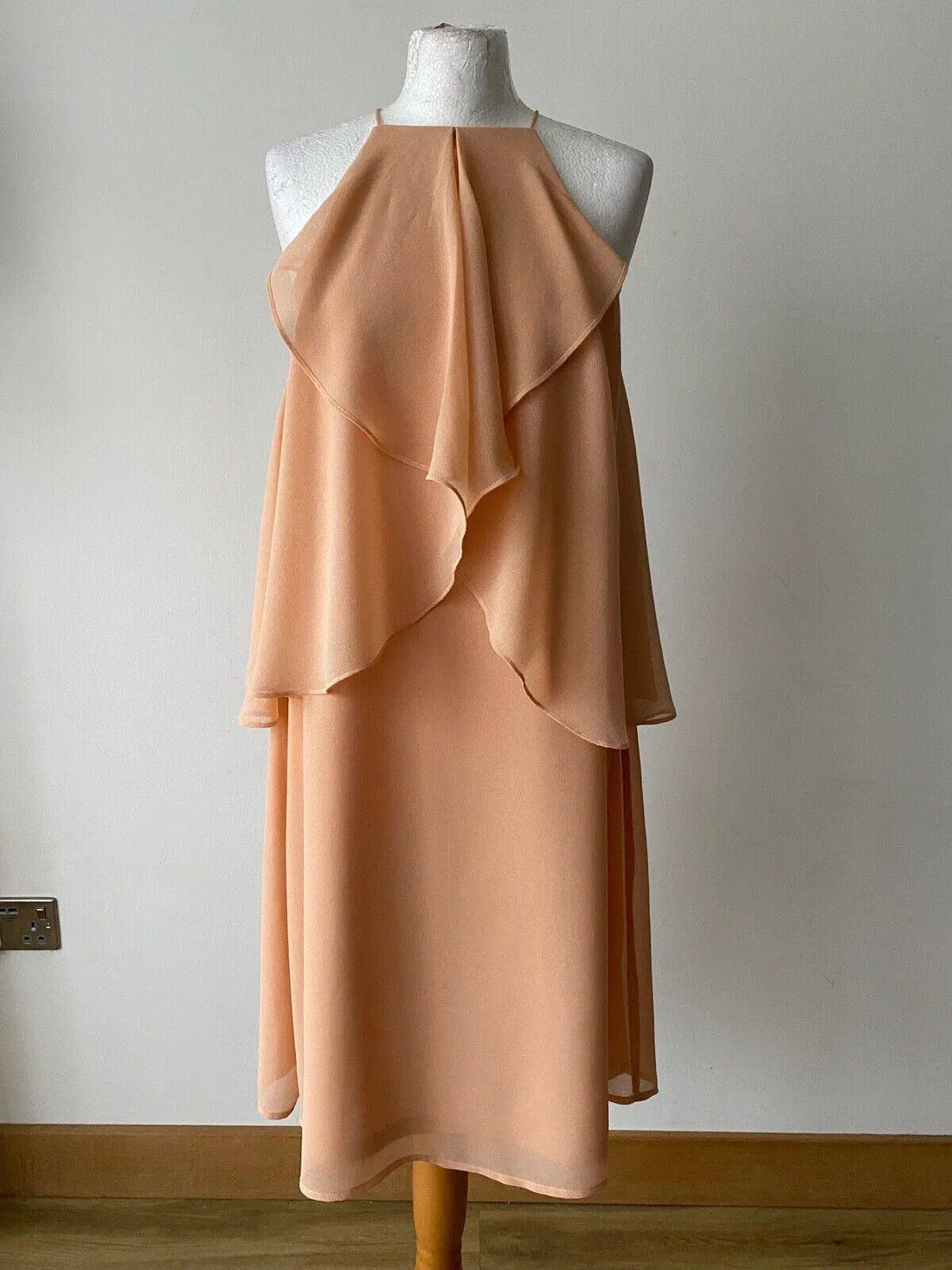 La Redoute Halterneck Chiffon Frill Layered Dress Available in Peach or Blue 10 - BB Fashion Outlet