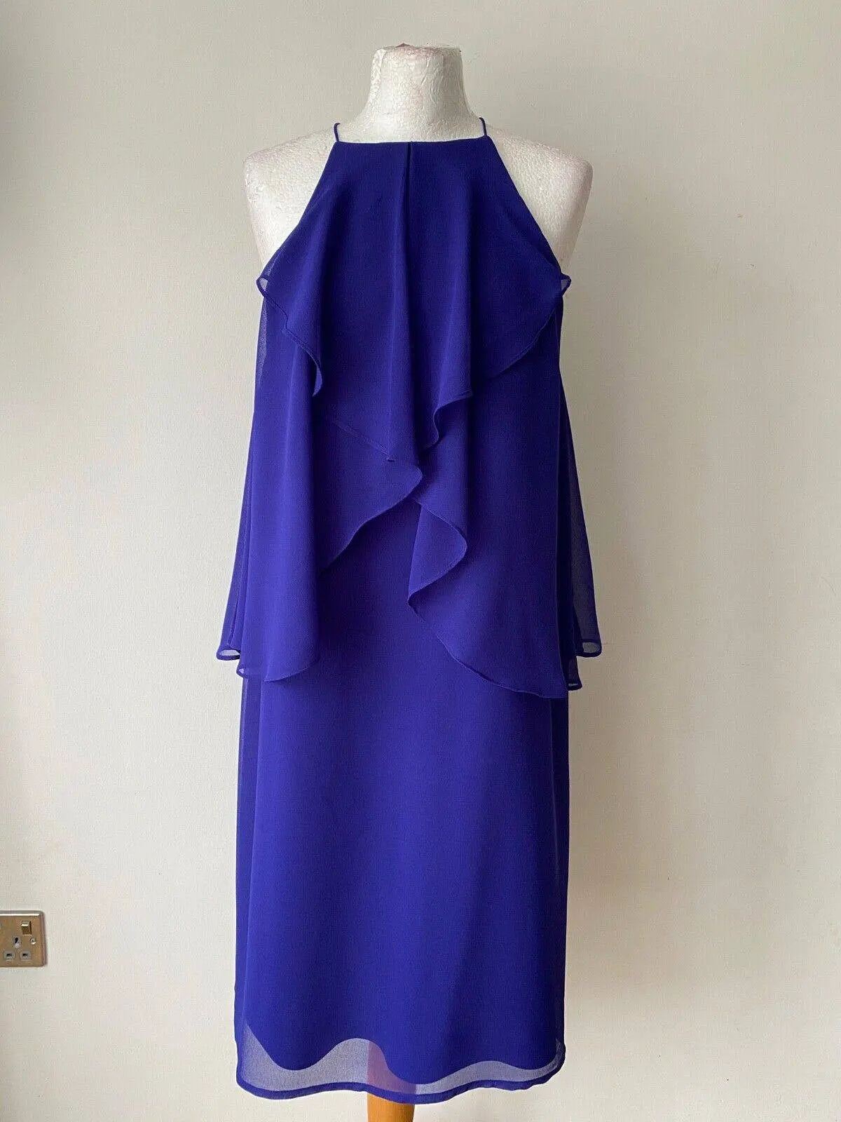 La Redoute Halterneck Chiffon Frill Layered Dress Available in Peach or Blue 10 - BB Fashion Outlet