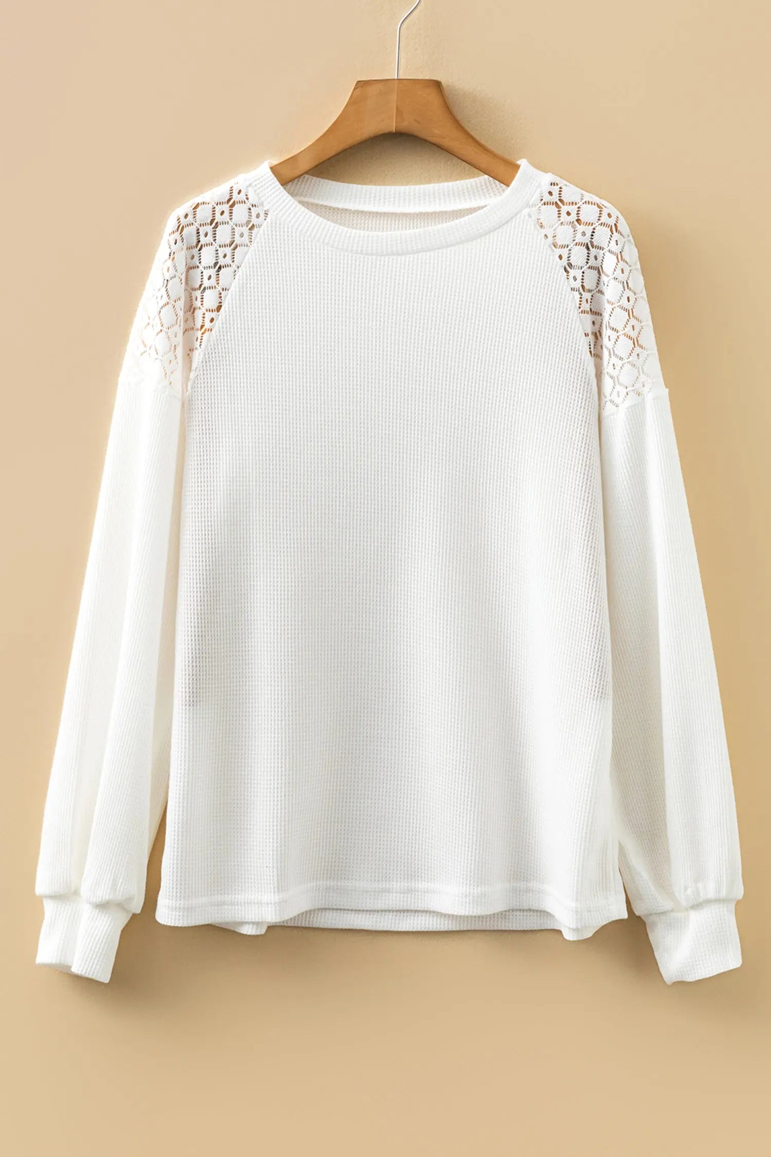 Lace Long Sleeve Textured Pullover - eAura