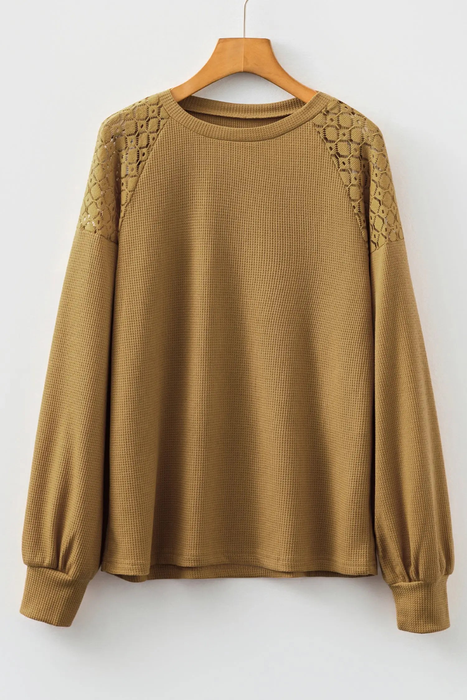 Lace Long Sleeve Textured Pullover - eAura