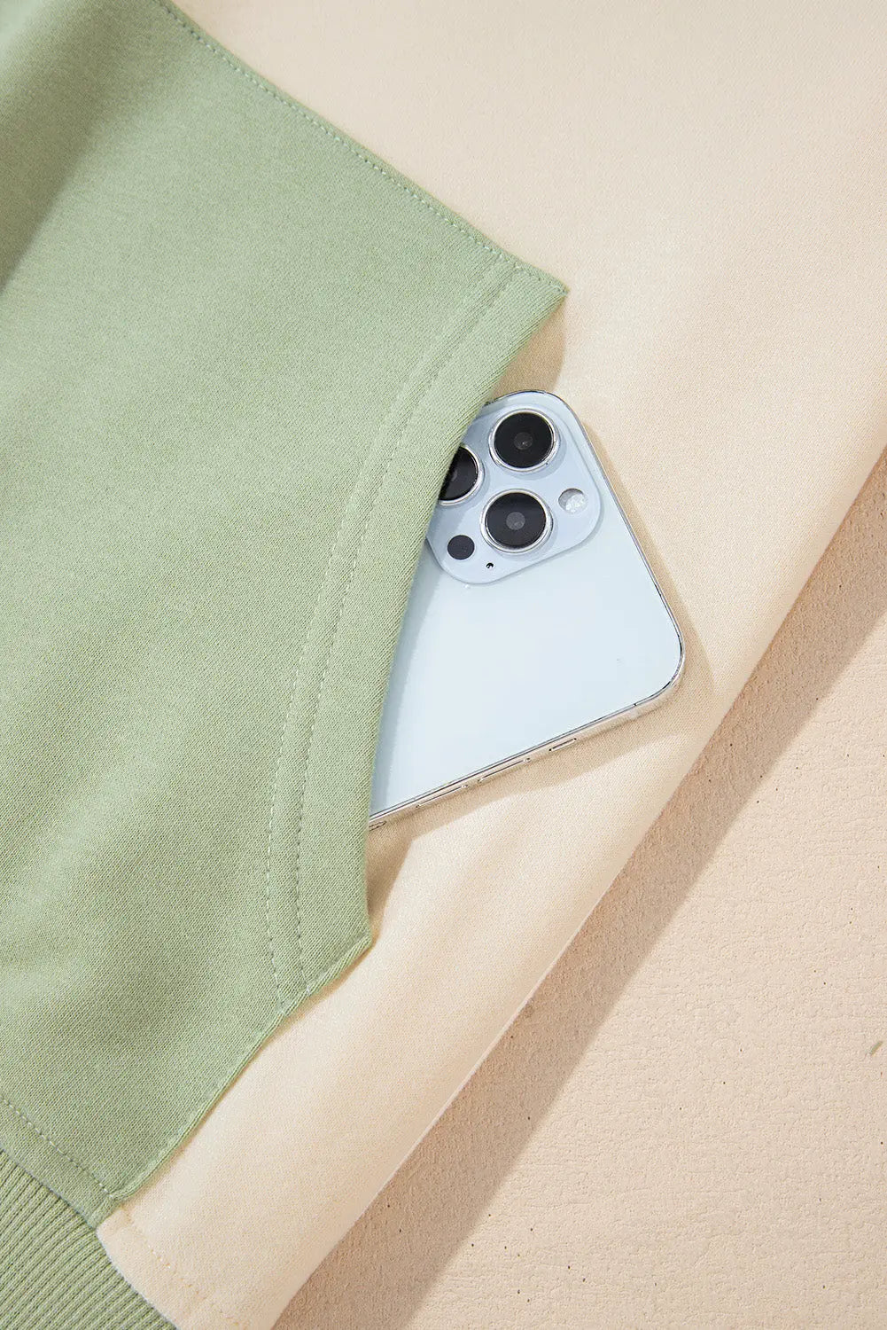 Laurel Green Colourblock Patchwork Buttoned Collar Kangaroo Pocket Sweatshirt Beagle Boutique Fashion Outlet