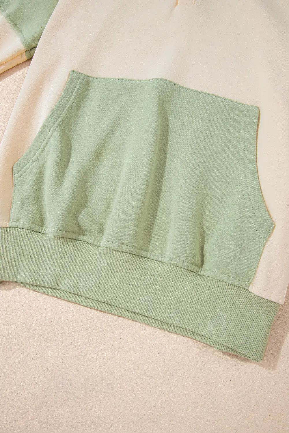 Laurel Green Colourblock Patchwork Buttoned Collar Kangaroo Pocket Sweatshirt Beagle Boutique Fashion Outlet