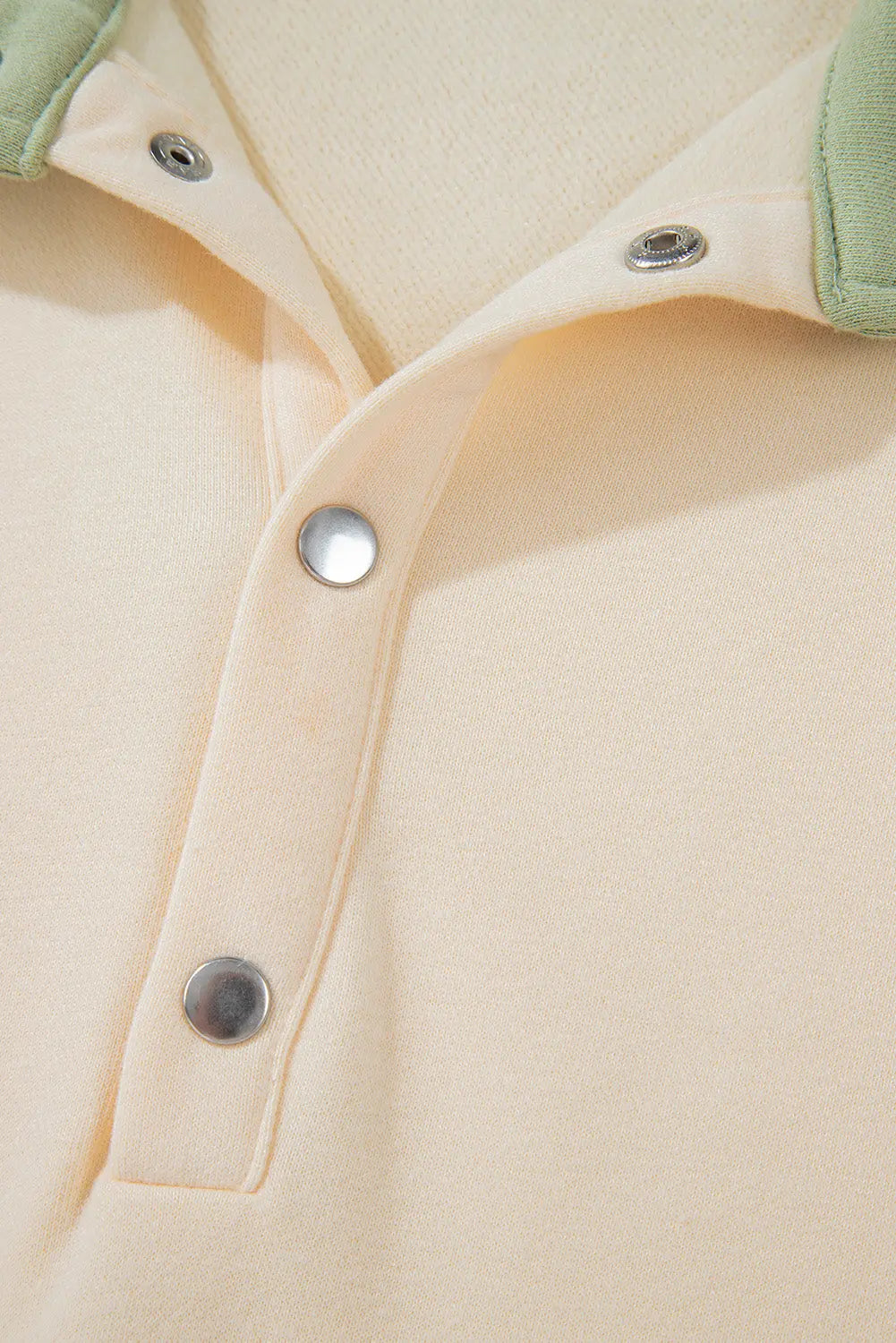 Laurel Green Colourblock Patchwork Buttoned Collar Kangaroo Pocket Sweatshirt Beagle Boutique Fashion Outlet
