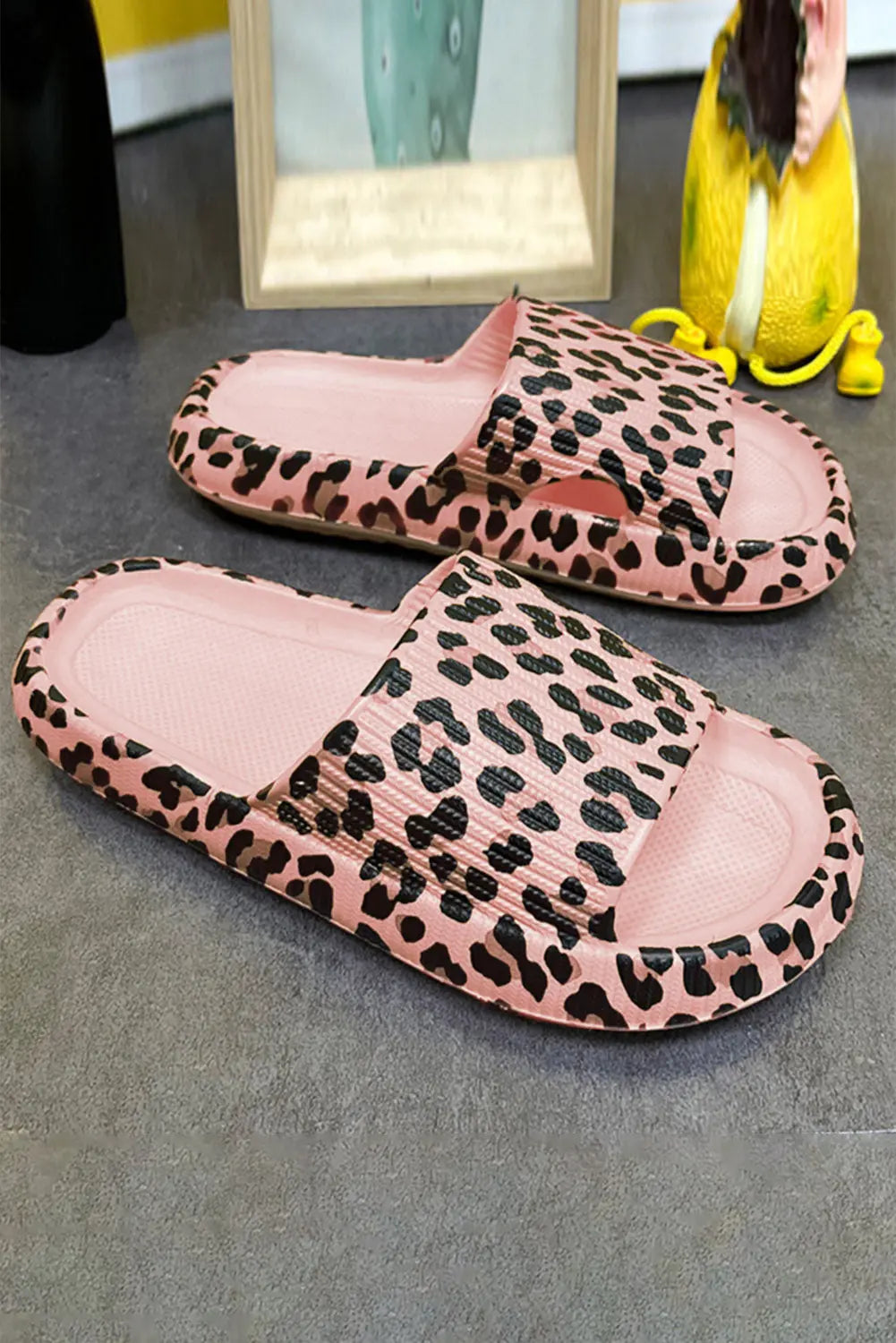 Leopard Print Thick Sole Slip On Sandals Beagle Boutique Fashion Outlet
