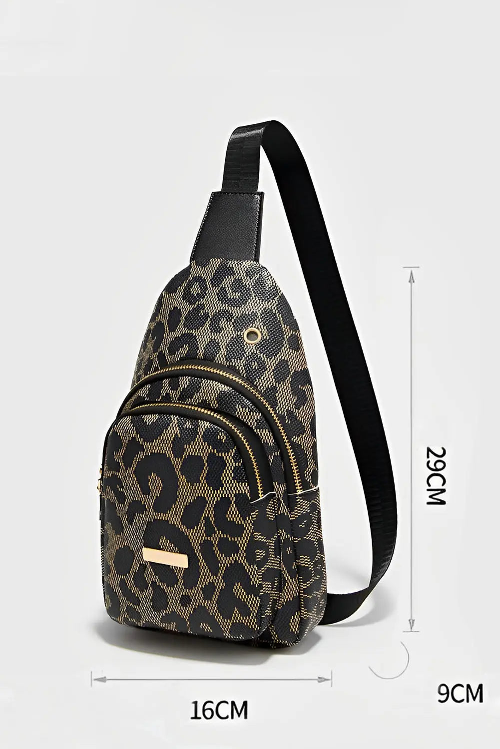 Leopard Printed PU Leather Zippered Fanny Pack Sling Bag - eAura