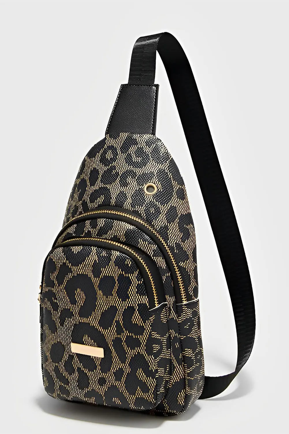 Leopard Printed PU Leather Zippered Fanny Pack Sling Bag - eAura