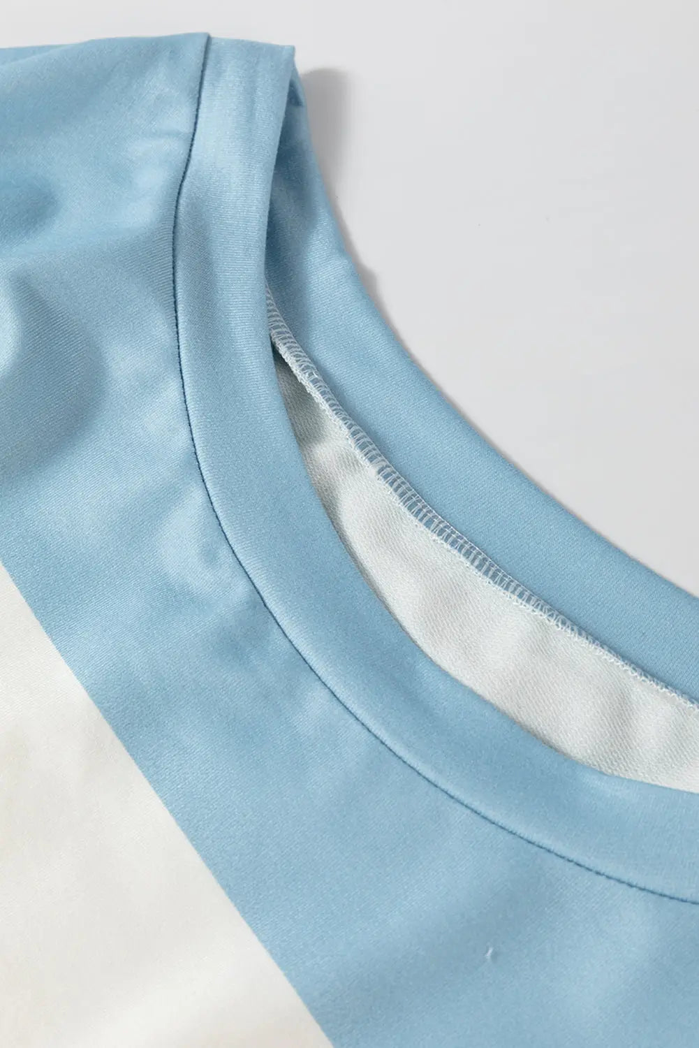Light Blue Colourblock Striped Drop Shoulder Long Sleeve Top Beagle Boutique Fashion Outlet