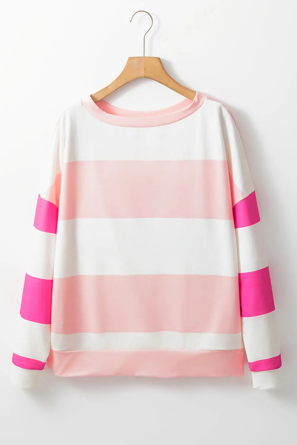 Light Blue Colourblock Striped Drop Shoulder Long Sleeve Top Beagle Boutique Fashion Outlet
