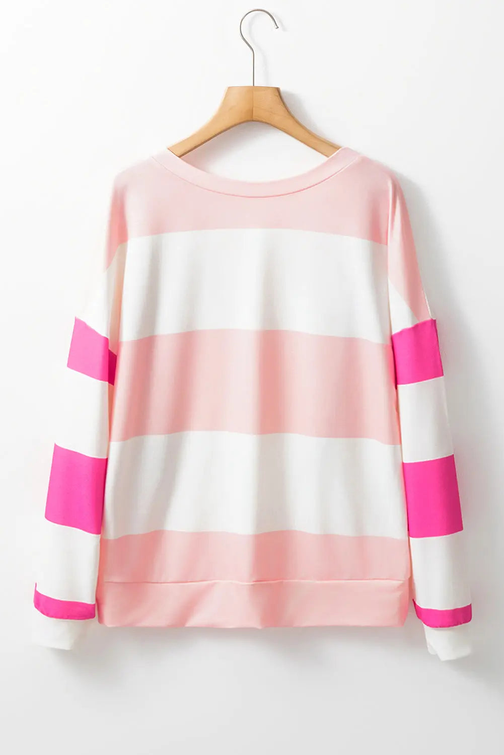 Light Blue Colourblock Striped Drop Shoulder Long Sleeve Top Beagle Boutique Fashion Outlet