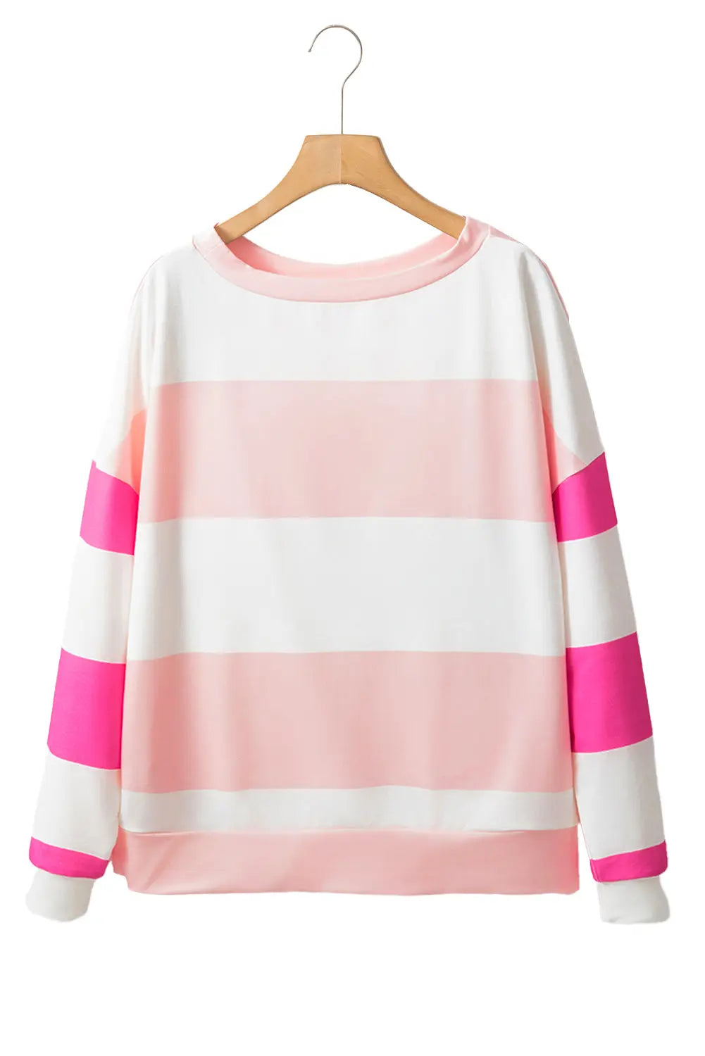 Light Blue Colourblock Striped Drop Shoulder Long Sleeve Top Beagle Boutique Fashion Outlet