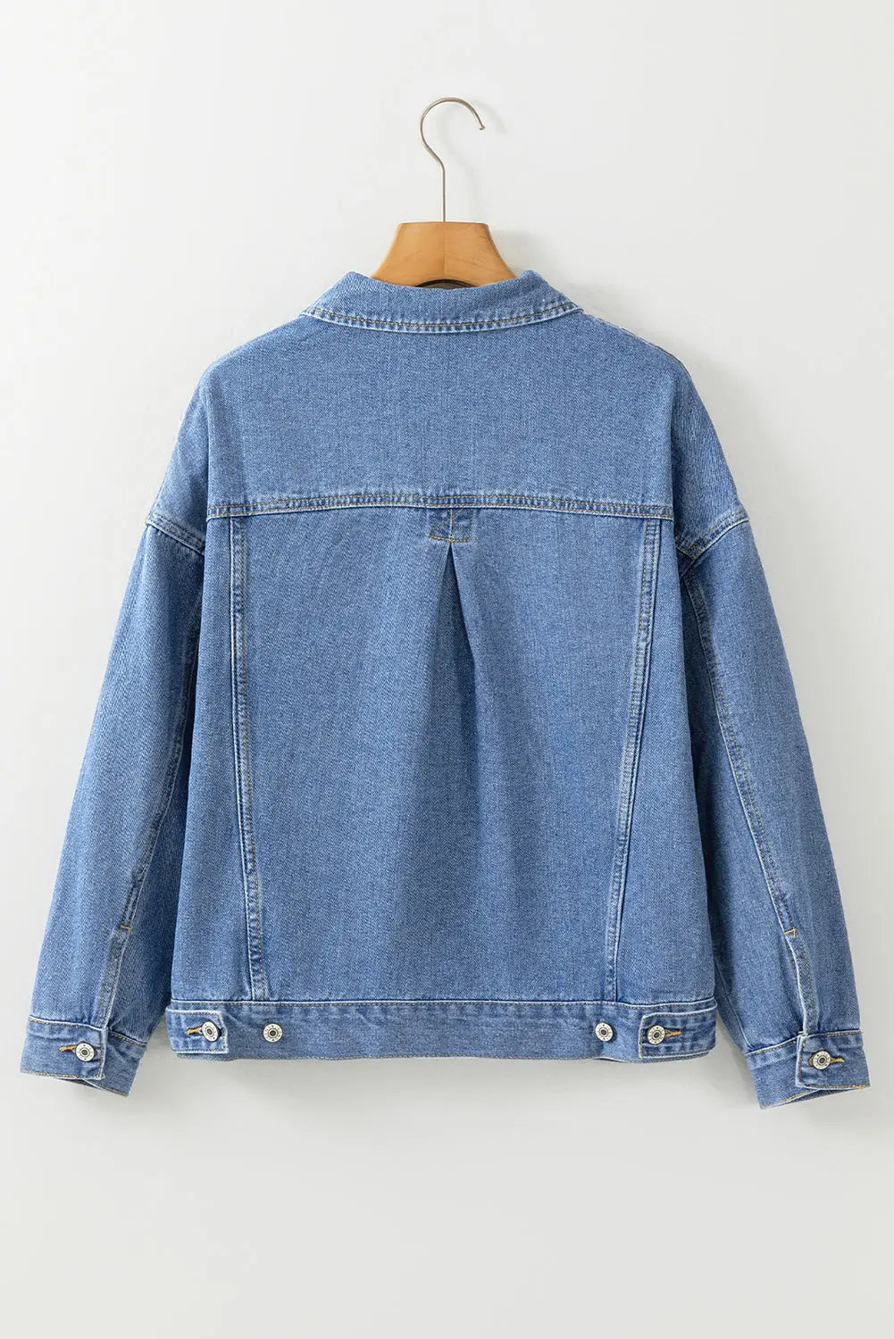 Light Blue Washed Oversize Pocketed Denim Jacket - eAura