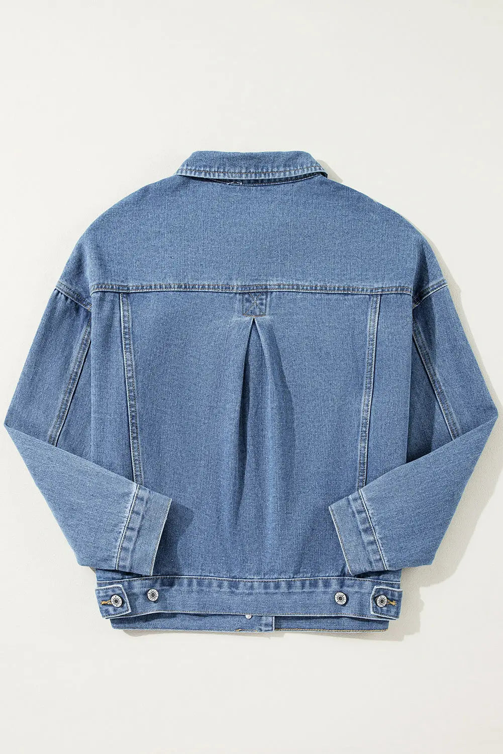 Light Blue Washed Oversize Pocketed Denim Jacket - eAura