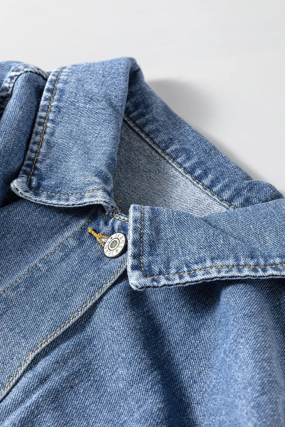 Light Blue Washed Oversize Pocketed Denim Jacket - eAura