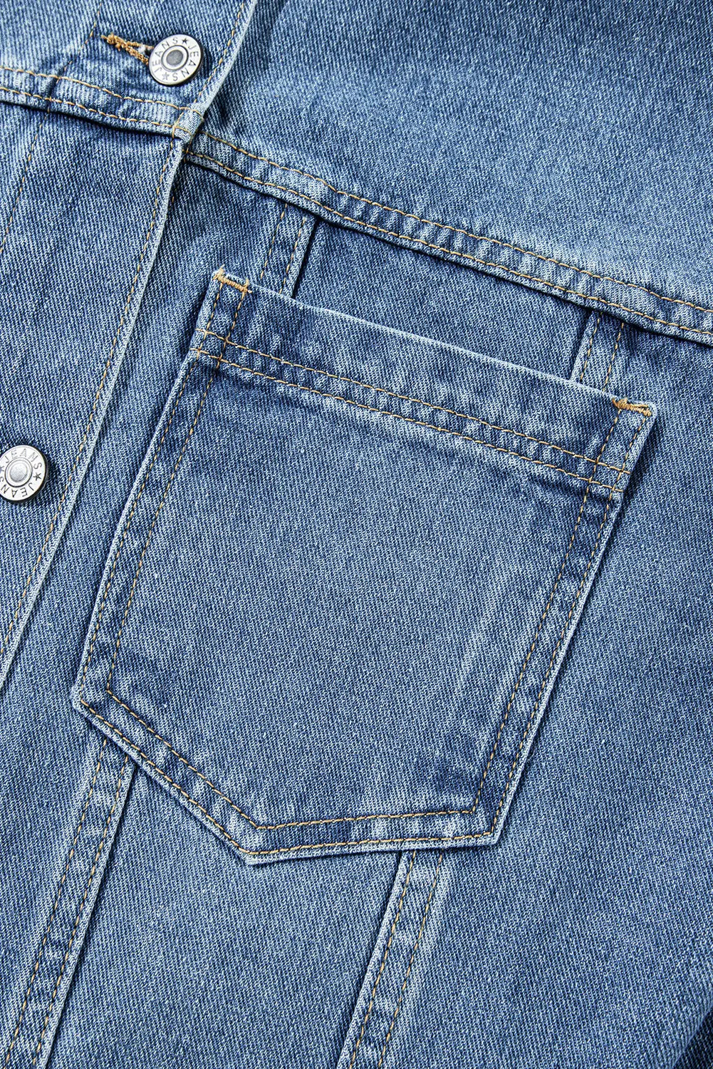 Light Blue Washed Oversize Pocketed Denim Jacket - eAura