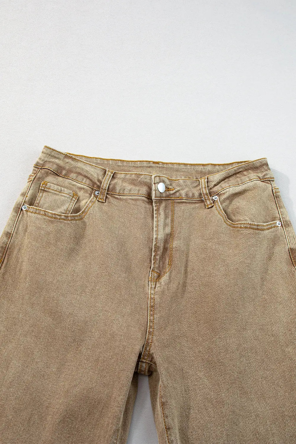 Light French Beige Acid Washed High Rise Cropped Wide Leg Jeans eAura