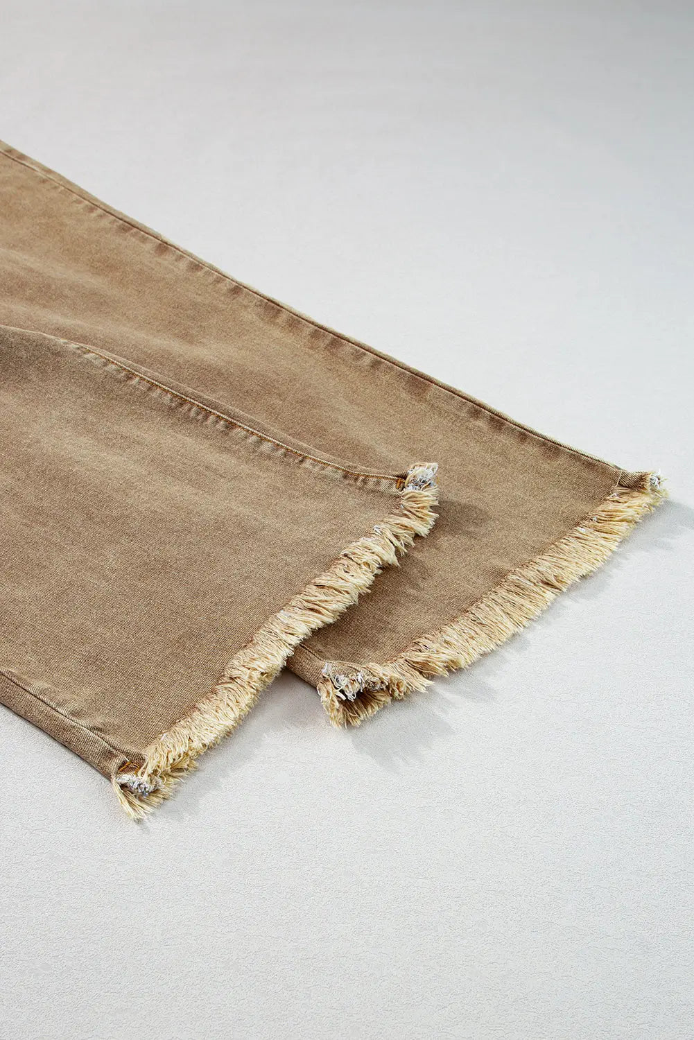 Light French Beige Acid Washed High Rise Cropped Wide Leg Jeans eAura