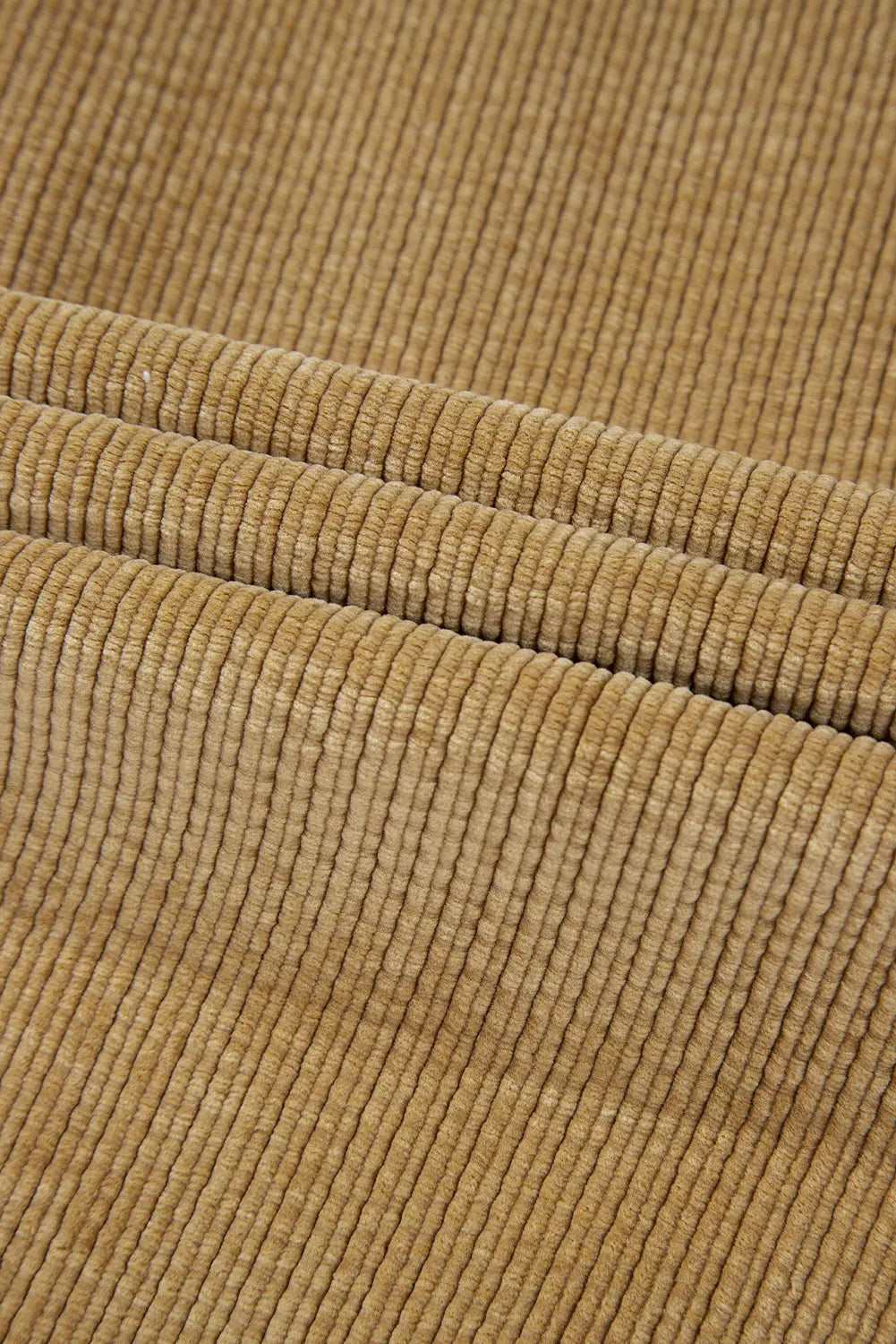 Light French Beige Patched Pocket Button Up Corduroy Shacket eAura