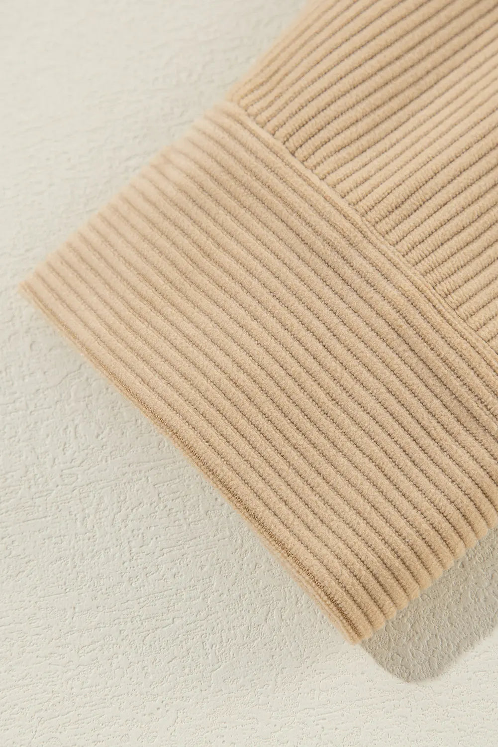 Light French Beige Solid Frilled Flap Pocket Button Up Corduroy Shacket - eAura