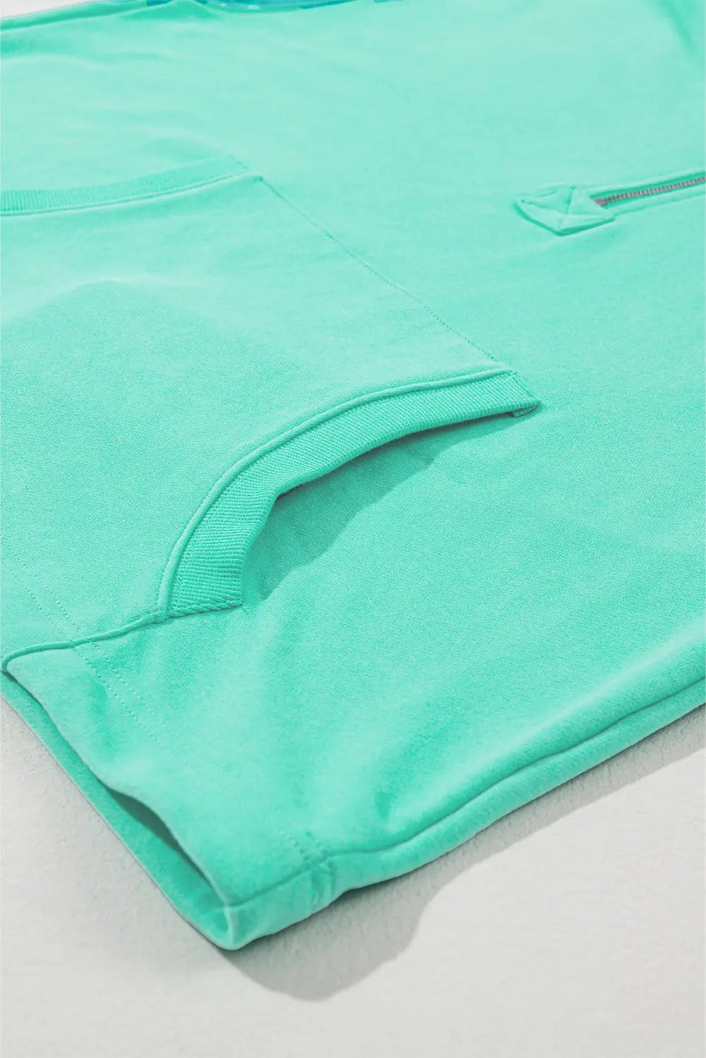 Light Grey Solid Kangaroo Pocket Half Zipper Oversized Hoodie Beagle Boutique Fashion Outlet