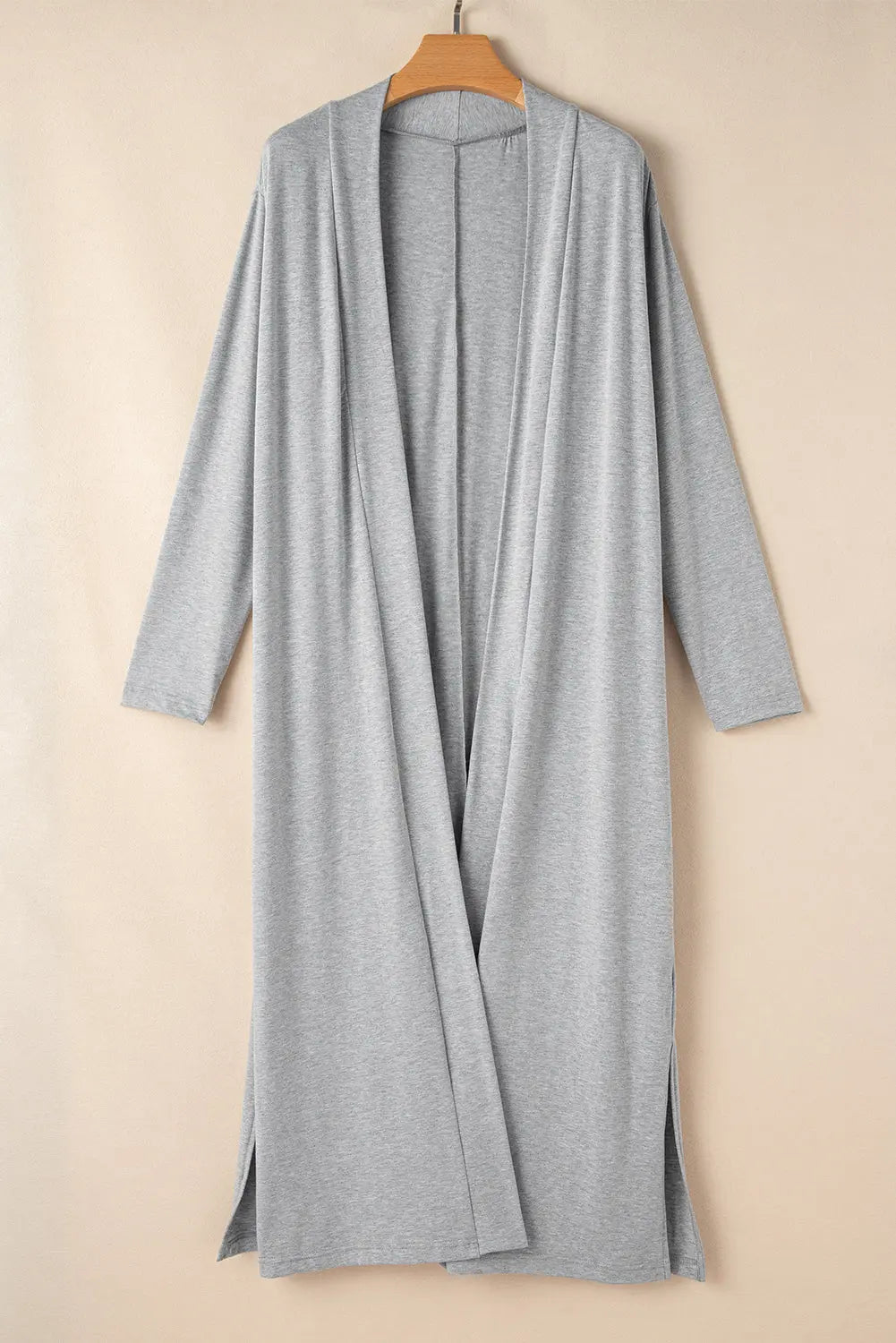 Light Grey Split Long Cardigan and Skinny Trousers Lounge Set eAura